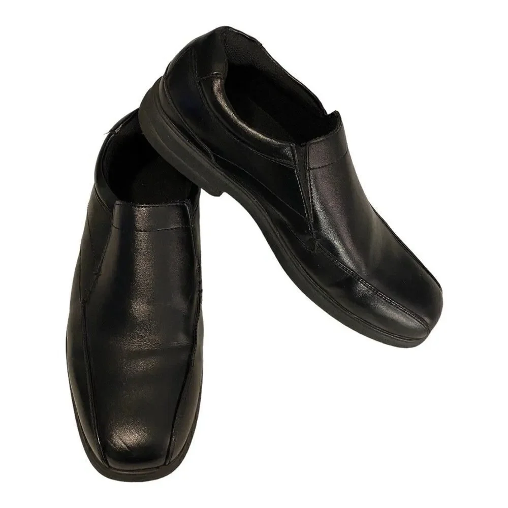 Nunn Bush Mens Sanford Work Shoes Black Slip-On Bicycle Toe Memory Foam 9.5 M